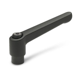GN 300 Verstellbare Klemmhebel, Zink-Druckguss, Buchse Stahl brüniert Farbe: SW - schwarz, RAL 9005, strukturmatt