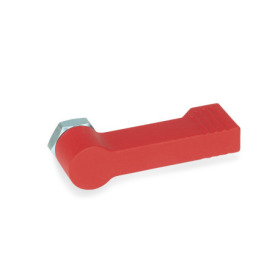 GN 702 Sperrriegel, Zink-Druckguss, mit 4 Raststellungen Form: B - mit Innengewinde<br />Farbe: RS - rot, RAL 3000, strukturmatt
