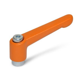 GN 300.2 Verstellbare Klemmhebel, Zink-Druckguss, Einsatz Stahl verzinkt, mit Innengewinde Farbe: OS - orange, RAL 2004, strukturmatt