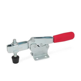 GN 820 Schnellspanner horizontal, Stahl, Spannhebel horizontal, mit waagrechtem Fuß Form: MC - offener Spannarm, mit 2 Flankenscheiben und Andrückschraube GN 708.1