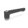 GN 302.1 Flache verstellbare Klemmhebel, Zink-Druckguss, Buchse Edelstahl Farbe: SW - schwarz, RAL 9005, strukturmatt