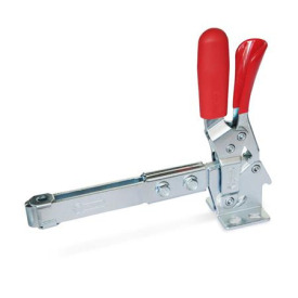 GN 810.3 Schnellspanner, Stahl, Spannhebel vertikal, mit Verriegelung, mit waagrechtem Fuß, mit verlängertem Spannarm Form: UL - Spannarm verlängert, mit Langloch und 2 Flankenscheiben