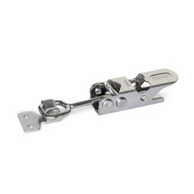 GN 761 Spannverschlüsse, Stahl / Edelstahl, ohne Verriegelung Form: G - Zuganker mit Öse, mit Gegenhalter<br />Werkstoff: NI - Edelstahl