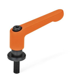GN 307 Verstellbare Klemmhebel, Zink-Druckguss, mit Schraube und Auflagescheibe Farbe: OS - orange, RAL 2004, strukturmatt