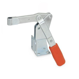 GN 812 Schnellspanner, Stahl, Spannhebel vertikal, mit Winkelfuß Form: EV - massiver Spannarm mit Halteschelle zum Anschweißen