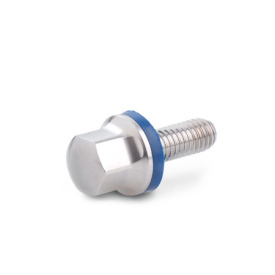 GN 1580 Schrauben, Edelstahl, Hygienic Design Oberfläche: MT - mattiert (Ra < 0,8 µm)<br />Werkstoff (Dichtring): F - FKM