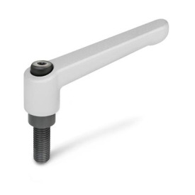 GN 300 Verstellbare Klemmhebel, Zink-Druckguss, Schraube Stahl brüniert Farbe: SR - silber, RAL 9006, strukturmatt