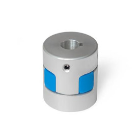 GN 2241 Elastomer-Klauenkupplungen mit Gewindestift Bohrungskennzeichnung: K - mit Passfedernut (ab d<sub>1</sub> = 30)<br />Härte: BS - 80 Shore A, blau