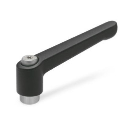 GN 300.1 Verstellbare Klemmhebel, Zink-Druckguss, Buchse Edelstahl Farbe: SW - schwarz, RAL 9005, strukturmatt