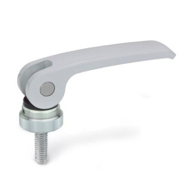 GN 927 Exzenterspanner mit Schraube, Hebel Zink-Druckguss Form: A - Kunststoff-Auflagescheibe mit Stellmutter<br />Farbe: S - silber, RAL 9006