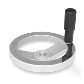 GN 322 Speichenhandräder, blank, Radkranz poliert Bohrungskennzeichnung: K - mit Nabennut<br />Form: R - mit drehbarem Griff