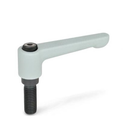 GN 302 Flache verstellbare Klemmhebel, Zink-Druckguss, Schraube Stahl Farbe: SR - silber, RAL 9006, strukturmatt