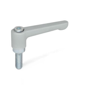 GN 302.2 Flache verstellbare Klemmhebel, Zink-Druckguss, Schraube Stahl verzinkt Farbe: SR - silber, RAL 9006, strukturmatt