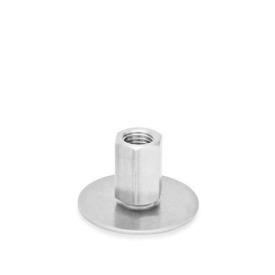 GN 41 Stellfüße, Edelstahl Form (Fußteller): D0 - ohne Gummiauflage<br />Spindelvariante: X - Außensechskant mit Innengewinde