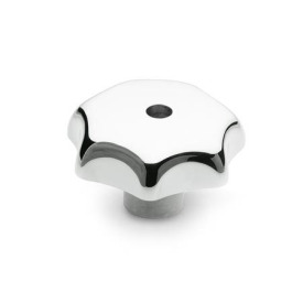 DIN 6336 Sterngriffe, Aluminium Form: D - mit Gewinde-Durchloch<br />Oberfläche: PL - poliert