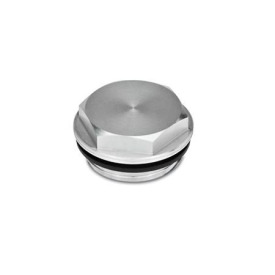 GN 741 Verschlussschrauben mit und ohne Symbol, Aluminium, bis 100 °C Form: OS - neutral, blank<br />Entlüftungsbohrung: 1 - ohne Entlüftungsbohrung