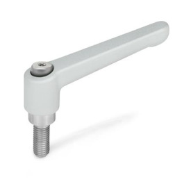 GN 300.1 Verstellbare Klemmhebel, Zink-Druckguss, Schraube Edelstahl Farbe: SR - silber, RAL 9006, strukturmatt