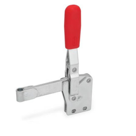 GN 810.1 Schnellspanner, Stahl, Spannhebel vertikal, mit senkrechtem Fuß Form: F - massiver Spannarm mit Halteschelle zum Anschweißen