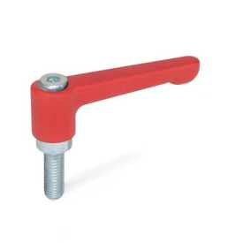 GN 302.2 Flache verstellbare Klemmhebel, Zink-Druckguss, Schraube Stahl verzinkt Farbe: RS - rot, RAL 3000, strukturmatt