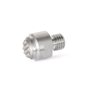 GN 709.15 Edelstahl-Pendelelemente, mit Gewindezapfen Form: RRH - Druckfläche geriffelt, mit selbsttätiger Rückstellung, mit Hartmetallkugel