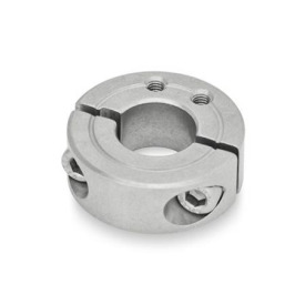 GN 7072.1 Geteilte Stellringe, Edelstahl, mit Anbau-Gewindebohrungen Form: B - Anbau-Gewindebohrung, axial