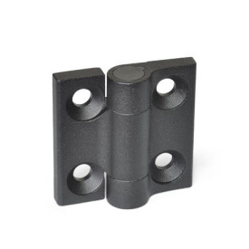 GN 437.3 Scharniere, Zink-Druckguss, mit Federrückstellung Form: R2 - Federrückstellung, öffnend, mittlere Federkraft<br />Farbe: SW - schwarz, RAL 9005, strukturmatt