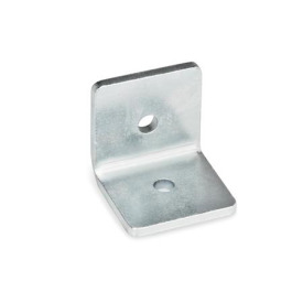 GN 967 Winkel, Laschen Winkelform: L - Winkel<br />Oberfläche: ZB - verzinkt, blau passiviert<br />Kennziffer: 2 - mit Bohrung ohne Senkung