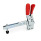 GN 810.4 Schnellspanner, Stahl, Spannhebel vertikal, mit Verriegelung, mit senkrechtem Fuß, mit verlängertem Spannarm Form: VLC - Spannarm verlängert mit Langloch, 2 Flankenscheiben und Andrückschraube GN 708.1