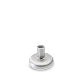 GN 31 Stellfüße, Edelstahl, mit Gummiauflage Form (Fußteller): B4 - matt gestrahlt, Gummi aufvulkanisiert, weiß<br />Spindelvariante: X - Außensechskant mit Innengewinde