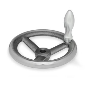 DIN 950 Handräder, Gusseisen / Aluminium Werkstoff: GG - Gusseisen<br />Bohrungskennzeichen: B - ohne Nabennut<br />Form: D - mit drehbarem Griff
