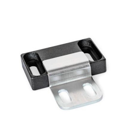 GN 4470 Magnetverschlüsse, mit gummierter Haftfläche Form: C2 - Haftfläche seitlich, mit Langloch<br />Kennzeichen: Z2 - mit Anschlagblech, Z-Profil, mit Langloch<br />Oberfläche: SW - schwarz, RAL 9005, strukturmatt