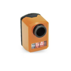 GN 955 Stellungsanzeiger, 3-stellig, digitale Anzeige, mechanisches Zählwerk, Hohlwelle Stahl Einbaulage: FR - gerade, unten<br />Farbe: OR - orange, RAL 2004