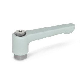 GN 302.1 Flache verstellbare Klemmhebel, Zink-Druckguss, Buchse Edelstahl Farbe: SR - silber, RAL 9006, strukturmatt