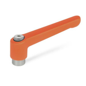 GN 300.1 Verstellbare Klemmhebel, Zink-Druckguss, Buchse Edelstahl Farbe: OS - orange, RAL 2004, strukturmatt