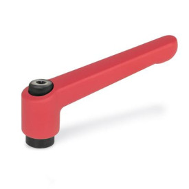 GN 300 Verstellbare Klemmhebel, Zink-Druckguss, Buchse Stahl brüniert Farbe: RS - rot, RAL 3000, strukturmatt
