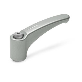 GN 602.1 Verstellbare Klemmhebel, Zink-Druckguss, Buchse Edelstahl Farbe: SR - silber, RAL 9006, strukturmatt