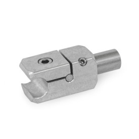 GN 476.2 Reling-T-Klemmhalter, Aluminium, teilbar Oberfläche: MT - <br />Form: W - mit Bolzen