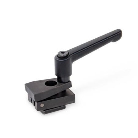 GN 9190.1 Niederzugspanner, Stahl, mit Spanngewinde Form: E - mit geriffelter Spannbacke<br />Kennzeichen: K - Spannhub mit verstellbarem Klemmhebel