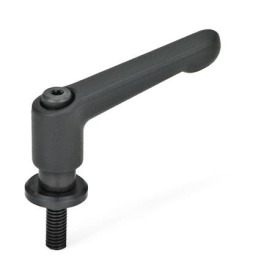 GN 307 Verstellbare Klemmhebel, Zink-Druckguss, mit Schraube und Auflagescheibe Farbe: SW - schwarz, RAL 9005, strukturmatt