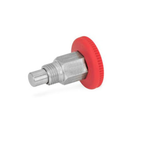 GN 822.1 Miniraster, Rastmechanik offen, mit rotem Knopf Form: B - ohne Rastsperre<br />Werkstoff: NI - Edelstahl<br />Farbe: RT - rot, RAL 3000