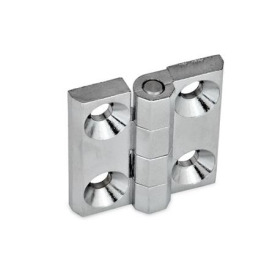 GN 237 Scharniere, Zink-Druckguss / Aluminium Werkstoff: ZD - Zink-Druckguss<br />Form: A - 2x2 Bohrungen für Senkschrauben<br />Oberfläche: CR - verchromt