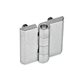 GN 237 Scharniere, Zink-Druckguss / Aluminium Werkstoff: ZD - Zink-Druckguss<br />Form: C - 2x2 Gewindestifte<br />Oberfläche: CR - verchromt