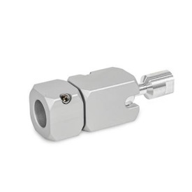 GN 487 Kugelgelenk-Klemmhalter, Aluminium Form: A - mit Axialbohrung<br />Kennzeichen: I - Kugelstück mit Innengewinde<br />Kennziffer: 2 - Klemmung mit Gewindestift<br />Oberfläche: EL - eloxiert, naturfarben