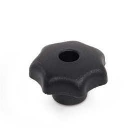 DIN 6336 Sterngriffe, Kunststoff, Buchse Stahl Werkstoff: KT - Kunststoff<br />Form: D - mit Gewinde-Durchloch