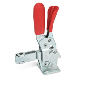 GN 810.3 Schnellspanner, Stahl, Spannhebel vertikal, mit Verriegelung, mit waagrechtem Fuß Form: AL - offener Spannarm, mit 2 Flankenscheiben