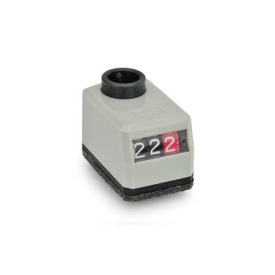 GN 955 Stellungsanzeiger, 3-stellig, digitale Anzeige, mechanisches Zählwerk, Hohlwelle Stahl Einbaulage: AR - schräg, unten<br />Farbe: BL - blau, RAL 5005, glänzend
