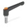 GN 303.1 Maniglie a ripresa con pulsante di sblocco, lega di zinco pressofusa, perno filettato in acciaio INOX Colore pulsante di sblocco: O - Colore arancione, RAL 2004