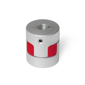 GN 2241 Elastomer-Klauenkupplungen mit Gewindestift Bohrungskennzeichnung: K - mit Passfedernut (ab d<sub>1</sub> = 30)<br />Härte: RS - 98 Shore A, rot