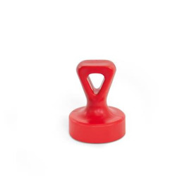 GN 53.3 Haftmagnete, Scheibenform, mit Griffstück, mit Kunststoffgehäuse Form: B - mit Öse<br />Farbe: RT - rot, RAL 3031