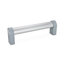 GN 335 Ovalrohrgriffe, mit geneigtem Griffprofil, Aluminium, Zink-Druckguss Form: A - Montage von der Rückseite (Gewinde-Sackloch)<br />Oberfläche: ES - eloxiert, naturfarben